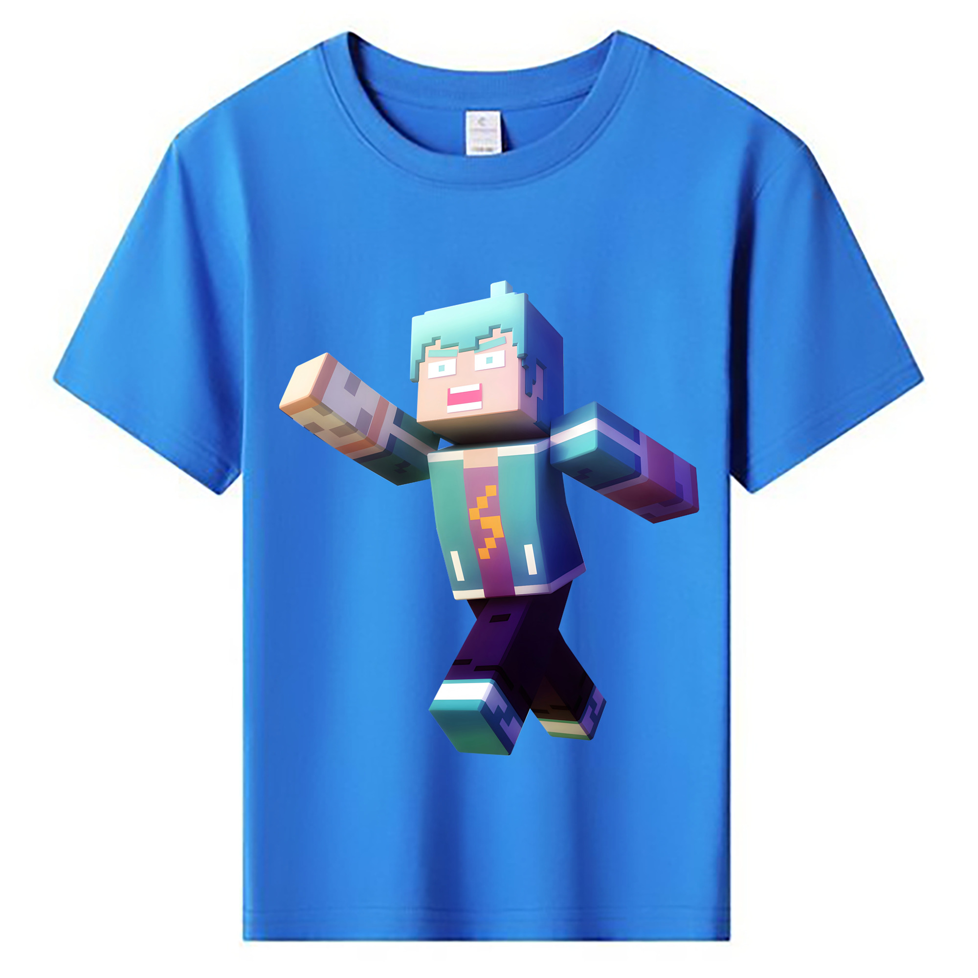 （画像用） マインクラフト ブロックの世界 Minecraft MC Block world 綿100％キッズTシャツ（フロントプリント）